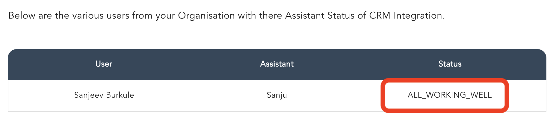 CRM Integration Status